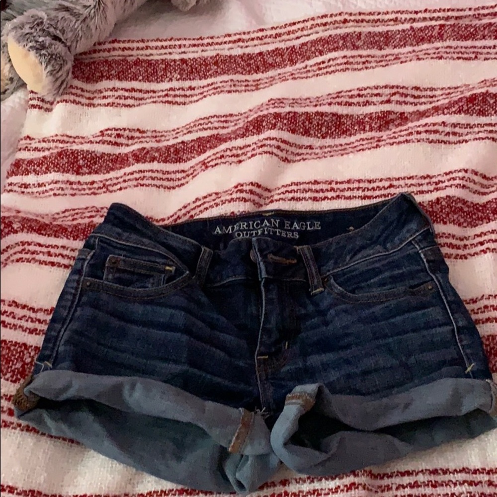 shortie dark wash jean shorts